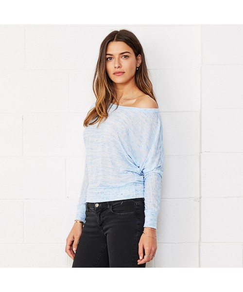 Plain Flowy off-the-shoulder long sleeve t-shirt Bella +Canvas 125 GSM